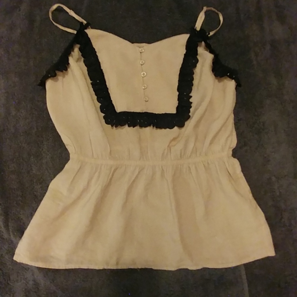 Tan and black blouse